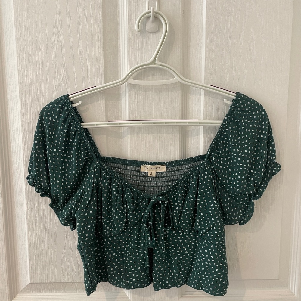 LA Hearts Green Blouse